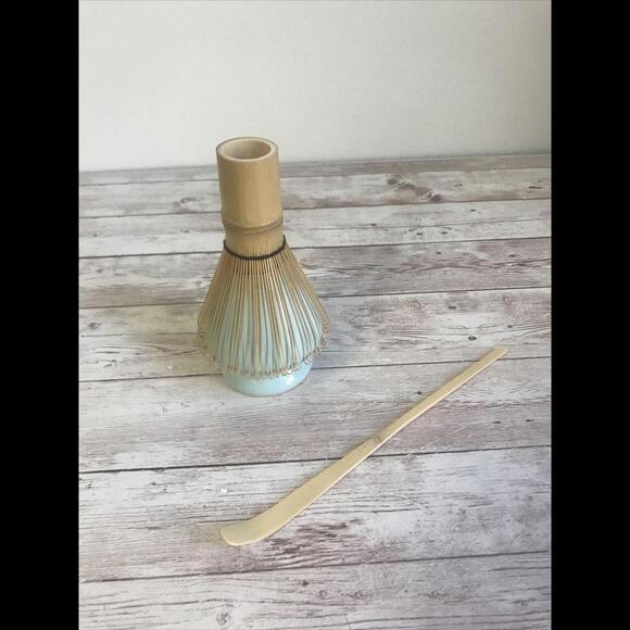 Chasen Matcha Wisk, Chasen Tate Whisk Stand, And Chashaku Tea Scoop Set - Picture 1 of 11